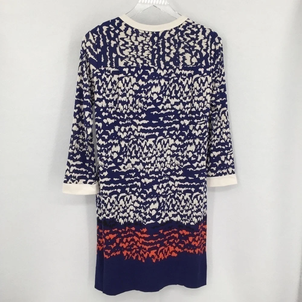 DVF Diane von Furstenberg Achelle Scribble Lines blue tunic dress silk new 0